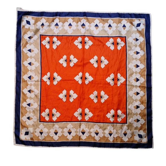Orange and Blue Geometric Pattern Scarf - Picture 1 of 8
